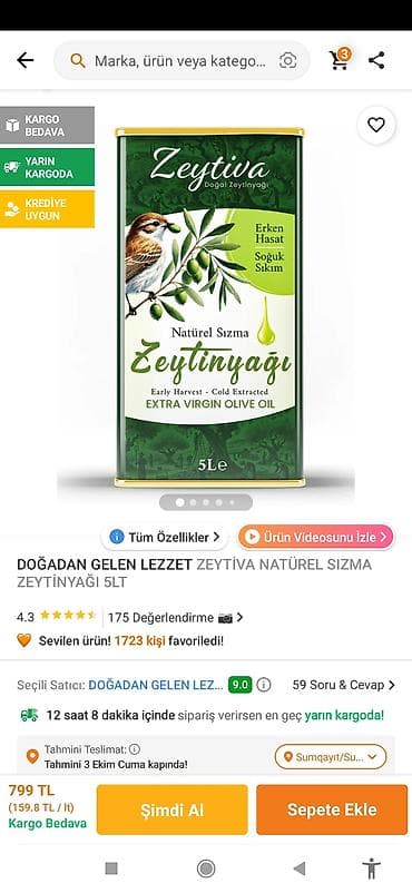 Ləpələr: Zeytiva Natürel Sızma Zeytinyağı – 5 L - Növ: Extra Virgin (natürel — 1