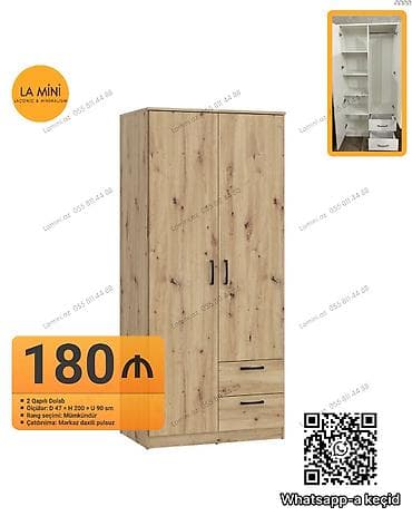 dolablar paltar: İki qapılı dolab - Qiymət: 180 ₼ - Ölçülər: D 47 × H 200 × U 90 sm - — 1