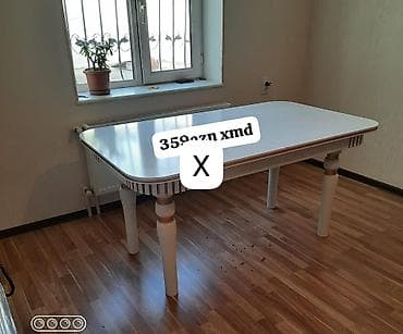 sufre: Ağ rəngli yemək/mətbəx masası - Forma: düzbucaqlı, yumru künclər - — 1