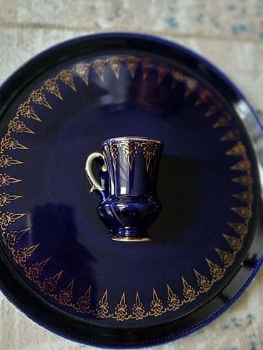 çay: Çay dəsti, rəng - Göy, Farfor, 6 nəfərlik — 4