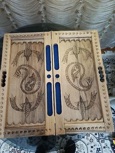 pullar: Əl işı ağac nərd dəsti – Baku temalı vitrin qutuda - Material: təbii — 10
