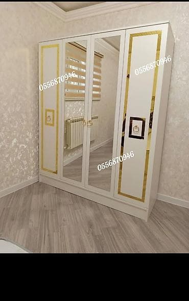 paltar aslqani: Yeni, 4 qapılı, Güzgülü, Qara, Digər material, Açılan, Düz dolab — 10