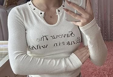 payız paltarları: Qadın uzunqollu ribli köynək - Rəng: krem/ivori - Material: elastik — 2