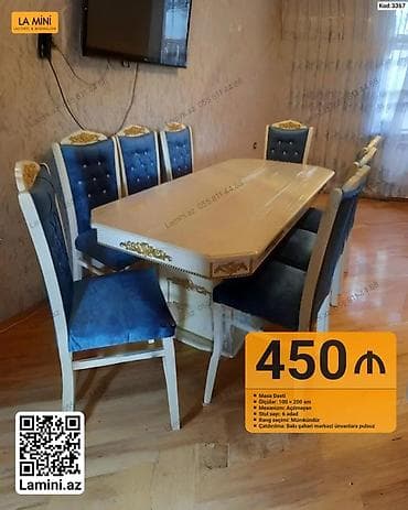 stol ustul: Masa dəsti – klassik üslub - Ölçülər: 100 × 200 sm - Mexanizm — 1