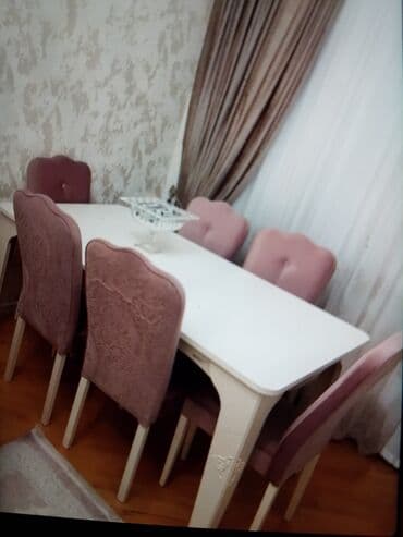 oturacaqlarin uzlenmesi: Qonaq otağı üçün, Açılmayan, Dördbucaq masa, 6 stul — 1