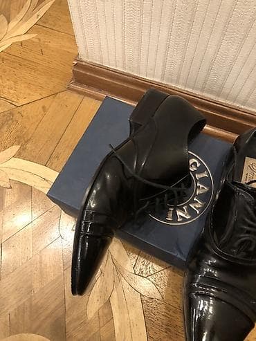 barya ayakkabı: Qara laklı klassik kişi ayaqqabısı - Model: bağlama (şnurla), kəskin — 7