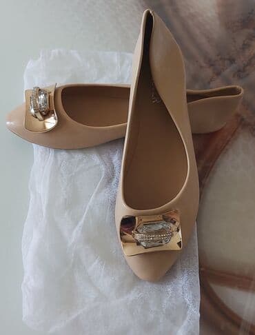 домашние женские тапочки балетки: Балетки, Размер: 37, цвет - Бежевый, Б/у — 2