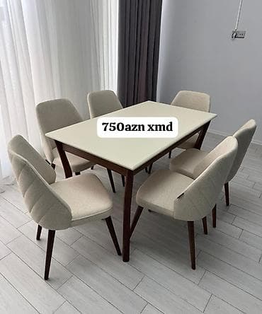 yigilan masa: Mətbəx üçün, Açılmayan, Dördbucaq masa, 6 stul — 1