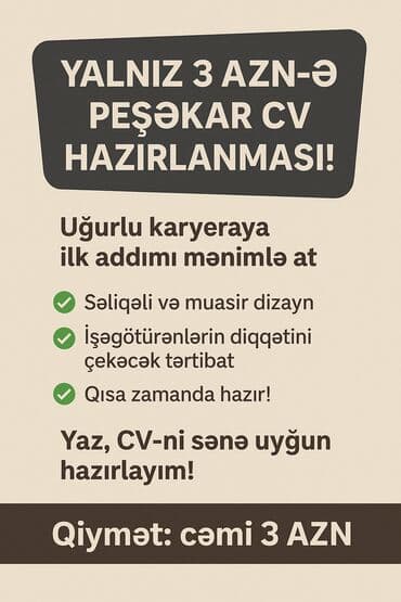 sürücü iş: Peşəkar CV hazırlanması xidməti təklif edirəm. Səliqəli və müasir — 1