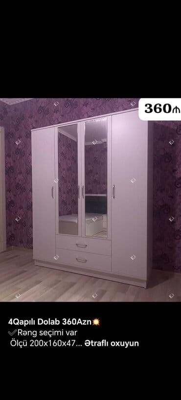 винная полка: Yeni, Açılan, 4 qapılı Düz dolab, Dolab-asılqan, Türkiyə — 10