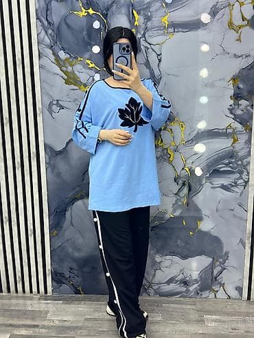 desd paltarlar: Qadın üçrəng dəst – oversize tunika və geniş şalvar - Model: rahat — 4