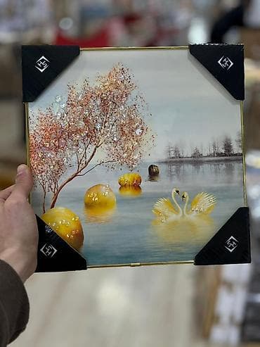 sırğa şəkilləri: Şüşə üzərində 3D dekorlu tablo seti Divar tablosu Ölçü : 27x27 — 4