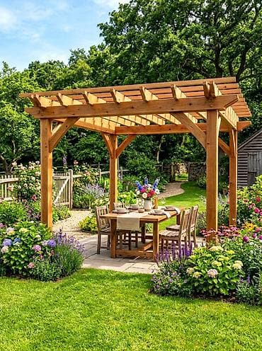 tonla su sifarişi: Açıq məkan üçün taxta pergola - İstifadə sahəsi: həyət, bağ, teras — 5