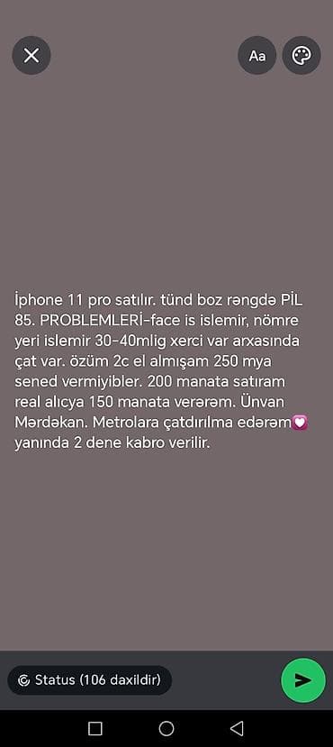 iphon xr: IPhone 11 Pro, 256 GB, Matte Midnight Green, Qırıq — 2