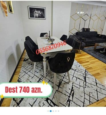 sutul stol: Qonaq otağı üçün, Yeni, Açılmayan, Dördbucaq masa, 6 stul — 10