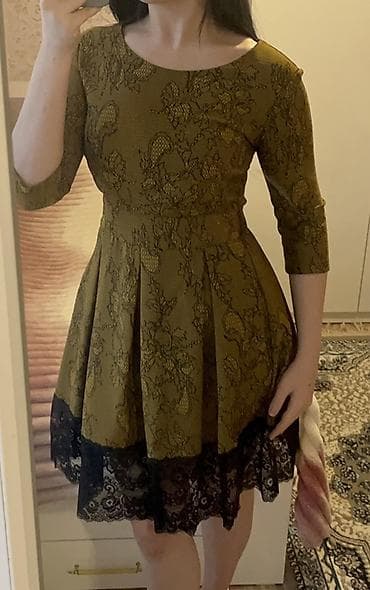 palto qadın üçün: Zeytun-yaşıl rəngdə, qısa ölçülü zərif qadın donu. - Üst hissəsi — 3