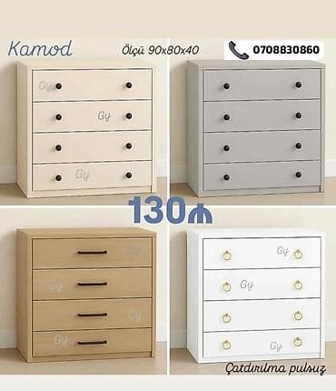 qapi demir qapi seyf qapi: Kamod – 4 çekmecəli - Ölçü: 90 x 80 x 40 sm - Rəng seçimi: krem, boz — 1