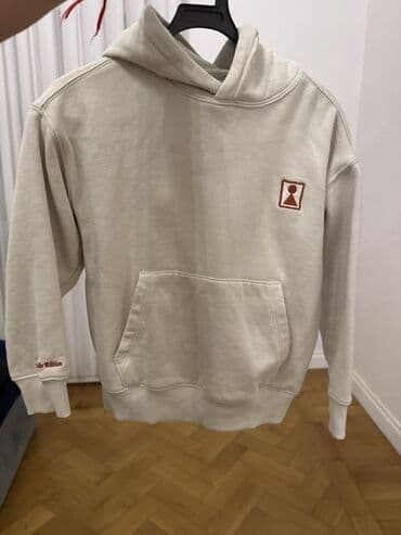 детская толстовка флисовая: Açıq krem rəngli kapüşonlu svitşot - Material: qalın, yumşaq toxumalı — 3