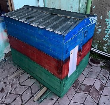 haski iti: Ağacdan hazırlanmış rəngli it evi/volyer - Material: qalın taxta — 4