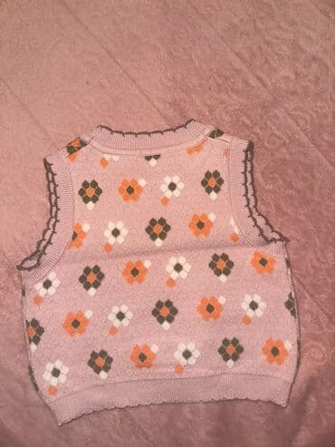 toxunma jiletler: Uşaq üçün trikotaj jilet - Rəng: açıq çəhrayı əsas, üzərində narıncı — 2