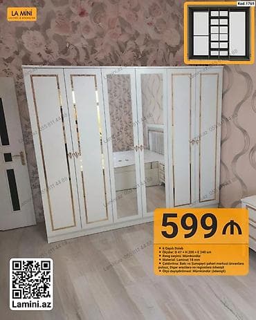 perla dolab: Məhsul: 6 qapılı şkaf (Kod: 1769) - Ölçülər: Dərinlik 47 sm x — 1