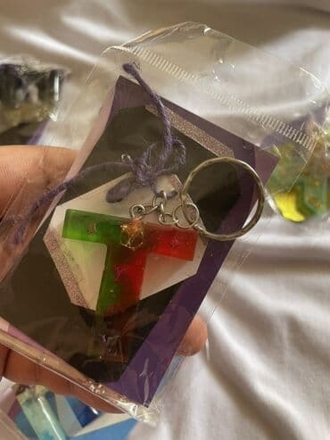 qapi ustu asmalar: Fərqli rənglərdə və dizaynlarda mövcud olan qatran açar halqaları. Bu — 7