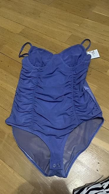 Mavi büzgülü bədən geyimi (bodysuit) - Rəng: bənövşəyi-mavi ton -