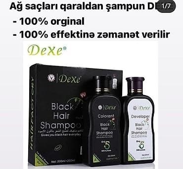 Dexe saç qaraldan şampun tam orijinal effektli zəmanetli bitki mənşəli