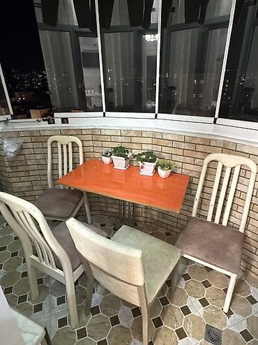 tifani dest: Balkon üçün, Açılmayan, Dördbucaq masa, 4 stul — 1