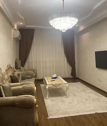 perde sederek: Kiralıq tam mebelləşdirilmiş mənzil - Geniş və işıqlı zal: taxta — 1