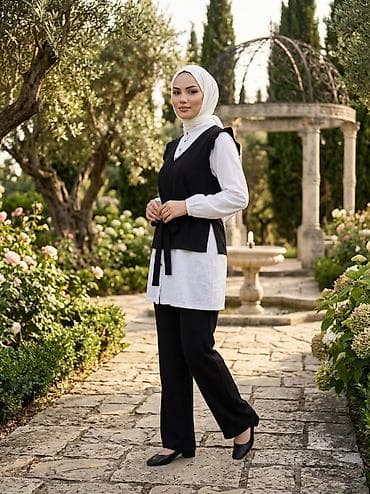 lil solid 2.0: İkiqat dəst – klassik modest stil - 3 hissəli kombin: uzun ağ — 3