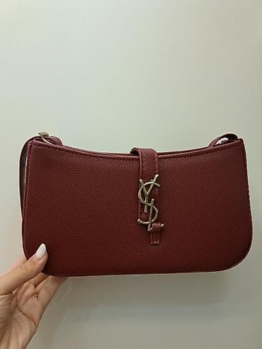 Qadın çiyin çantası – bordo rəng - Material: xırda naxışlı (taxıllı) — 2