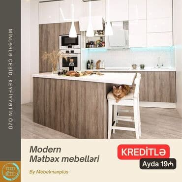 metbex mebeli gence: Sifarişlə mətbəx dəsti, Mat laminat, Kredit var, Pulsuz çatdırılma — 17