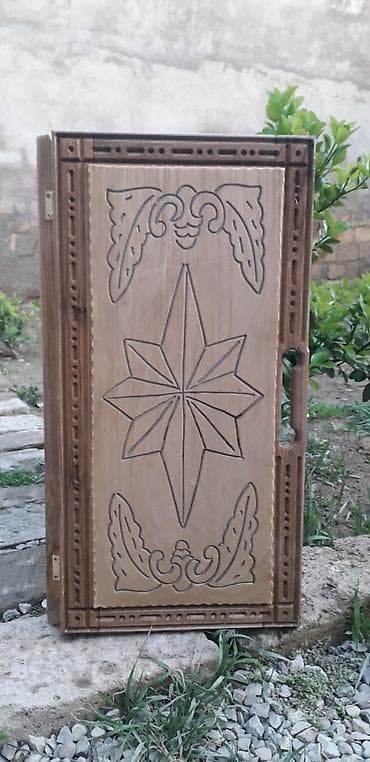 gemi sekilleri: Əl işı ilə oyma naxışlı taxta nərd taxtası - Material: bərk ağac (tam — 2