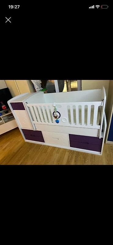 Beşiklər: Uşaq beşiyi – çevrilə bilən kombi model - Rəng: ağ-bənövşəyi - — 1