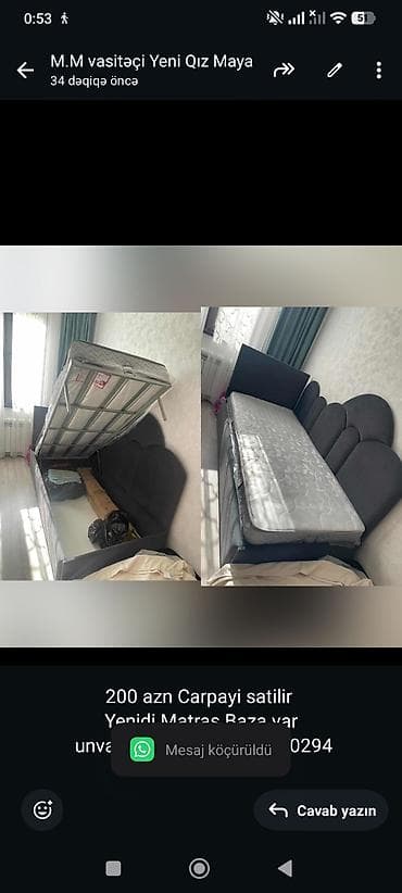 200 azn Carpayi satilir Yenidi Matras Baza var unvan 7ci mkr