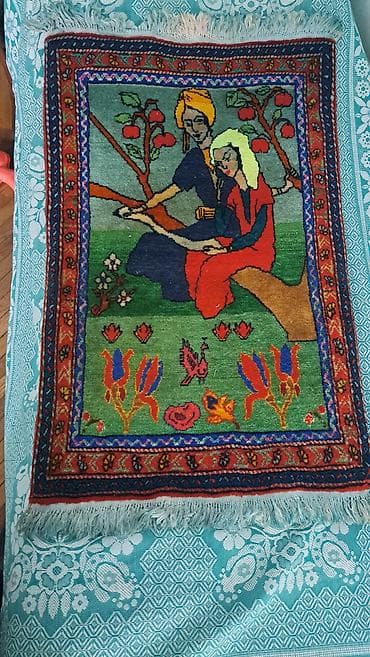 toxuma ipler: Əl toxuması dekorativ xalça – miniatür süjetli - Ölçü təxmini — 1