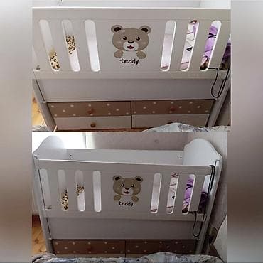teddi: Uşaq beşiyi – “Teddy” dizaynlı - Rəng: ağ, bej detallarla - Ön — 1