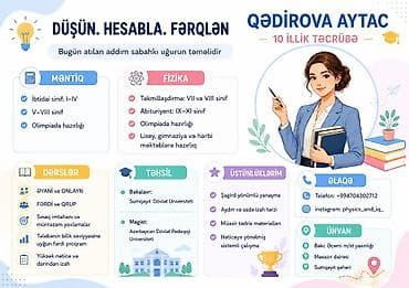 demir qapi gence: Repetitor, Fizika, Azərbaycan dili, Abituriyent hazırlığı — 4