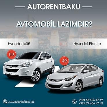 Ручная работа на заказ: Munasib qiymete, endirimlerle icareye masin teklif edirik 7/24 icare — 1