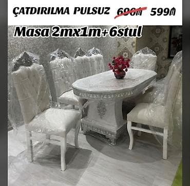 saloglu stullar: Qonaq otağı üçün, Yeni, Açılmayan, Oval masa, 6 stul — 1
