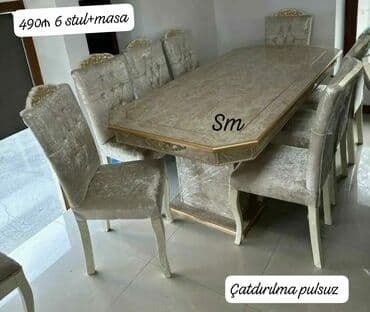 masalar ve stullar: Qonaq otağı üçün, Yeni, Dördbucaq masa, 6 stul — 4