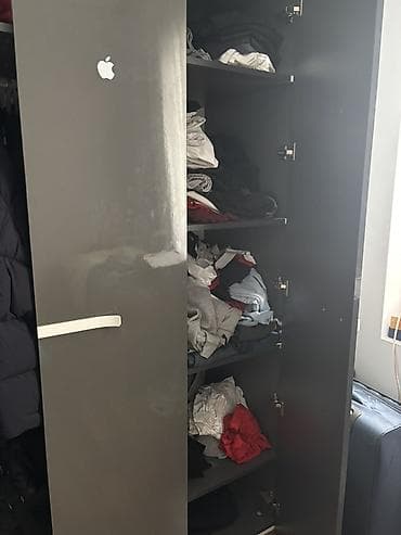 garderob: 3 qapılı, Boz, Digər material, Açılan, Düz dolab — 3