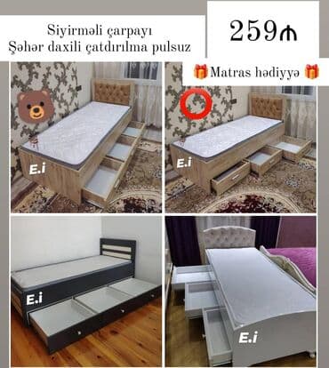 royal matras: Yeni, Təknəfərlik çarpayı, Matras ilə, Siyirməli — 1