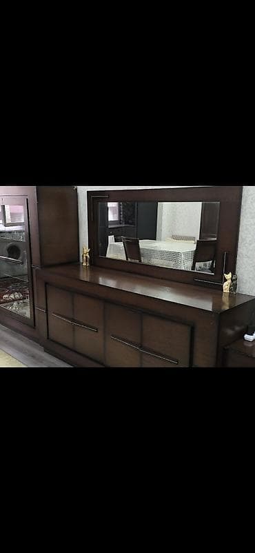 ucuz vitrin: Qonaq otağı üçün mebel dəsti - Material: tünd qəhvəyi ağac rəngli — 1