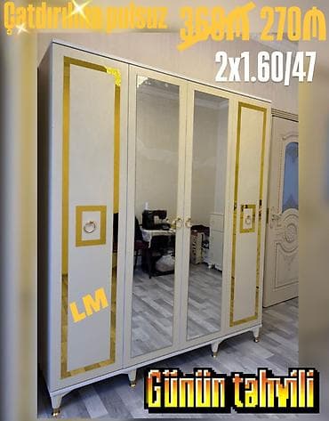Dörd qapılı dolablar təmiz laminatla 📌 Qiymət : 270₼ Ölçü : 2 x 1.60 — 2