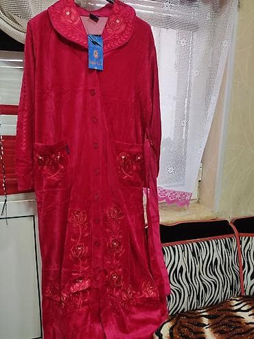 Qadın xalatı – Super Life - Rəng: dərin narıncı/qırmızı ton - Parça