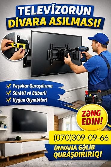 Обучение, курсы: Televizorun divara asılması xidməti - Peşəkar quraşdırma: su — 1