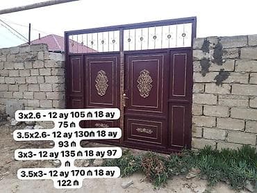 bord: Dəmir həyət qapıları – dekorativ naxışlı, üst hissəsi barmaqlıqla — 4