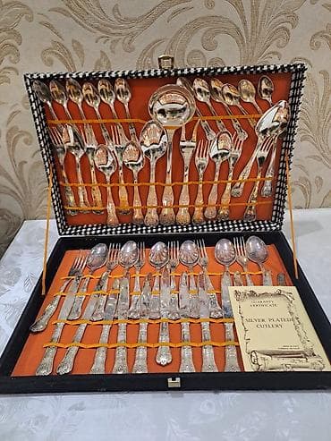 Столовые приборы: Gümüş örtüklü stol bıçaq–çəngəl dəsti - Tam dəst: müxtəlif ölçüdə — 1